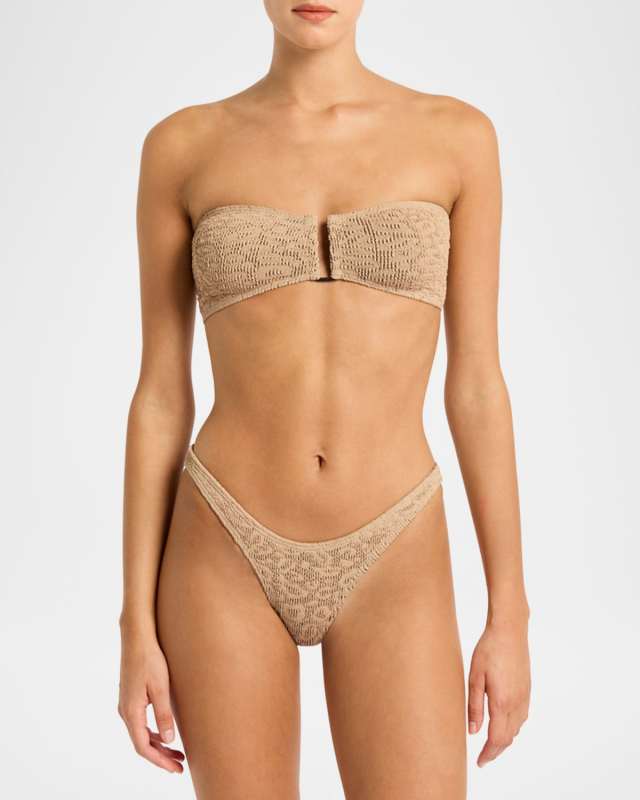 Oat Leopard Blake Bandeau Bikini Top